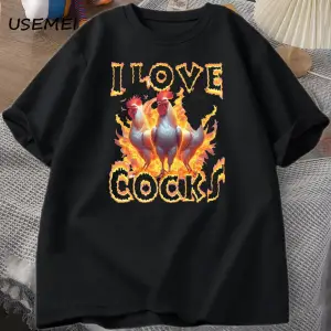 Ben aşk Cocks Roosters komik Meme T Shirt erkekler kadınlar komik grafik T Shrts çiftçi tavuk 2908