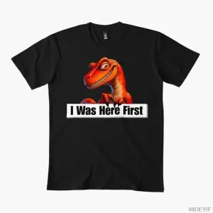 Ben Buradayım İlk Olarak Komik Tişört Erkekler Kadınlar İçin %100 Pamuklu Tişörtler Kısa Koll