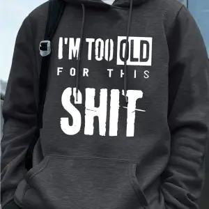 Ben çok yaşlıyım mektup baskı erkek kapüşonlu üstleri sonbahar büyük boy kazak Hip Hop cep po