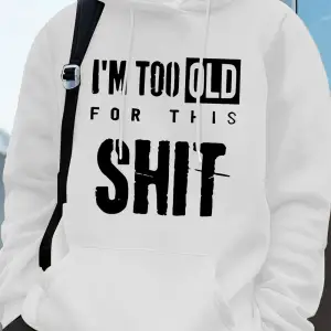 Ben çok yaşlıyım mektup baskı erkek kapüşonlu üstleri sonbahar büyük boy kazak Hip Hop cep po