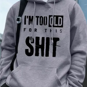 Ben çok yaşlıyım mektup baskı erkek kapüşonlu üstleri sonbahar büyük boy kazak Hip Hop cep po