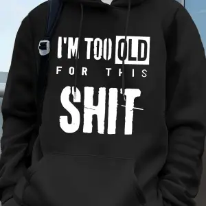 Ben çok yaşlıyım mektup baskı erkek kapüşonlu üstleri sonbahar büyük boy kazak Hip Hop cep po