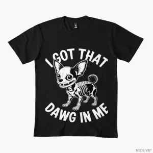 Ben İçimde O Köpeği Var İskelet Chihuahua Komik Viral Köpek Meme Tişörtü Erkekler Kadınlar İç
