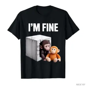 Ben iyiyim sevimli bebek maymun anksiyete Meme mizah tişört erkekler kadınlar için % 100% pam
