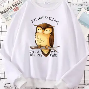 Ben sadece benim gözler dinlenme baykuş kadınlar Hoodie Harajuku polar Hoody moda bisiklet ya