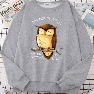 Ben sadece benim gözler dinlenme baykuş kadınlar Hoodie Harajuku polar Hoody moda bisiklet ya