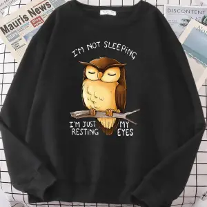 Ben sadece benim gözler dinlenme baykuş kadınlar Hoodie Harajuku polar Hoody moda bisiklet ya