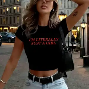 Ben tam anlamıyla sadece bir kızım baskılar kadın kısa tişörtler yaz o-boyun yumuşak üstler s