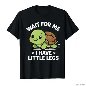 Beni Bekle Küçük Bacaklıyım - Sevimli Komik Kaplumbağa Meme Baskılı Erkek Kadın %100 Pamuklu
