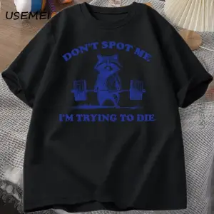 Beni Noktmayın Ben Ölmeye Çalışıyorum T Shirt Komik Rakun Halterci T-Shirt Rahat Kısa Kollu P 3081