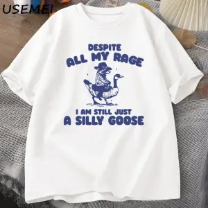 Benim Öfke Despite Ben Hala Aptal Kaz T-Shirt Garip Meme T-Shirt Komik Kaz Tshirt Pamuk Kısa 3066