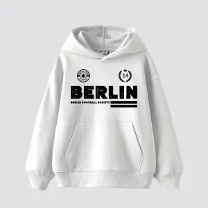 Berlin Baskılı Oversize Unisex Premium Beyaz