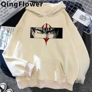 Berserk Anime Grafik Hoodie Model 72 12255 Beyaz
