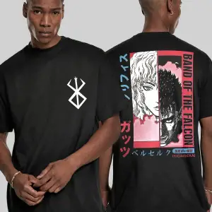 Berserk Band Of The Falcon Ikigaisekai Ön Arka Baskılı Unisex Siyah