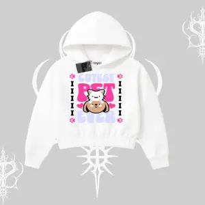 Best Pet Ever Baskılı Kapşonlu Crop Sweatshirt
