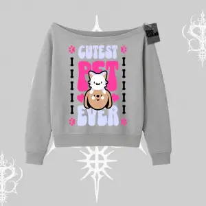 Best Pet Ever Baskılı Kayık Yaka Sweatshirt