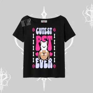 Best Pet Ever Baskılı Kayık Yaka Tshirt