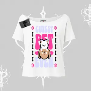 Best Pet Ever Baskılı Kayık Yaka Tshirt