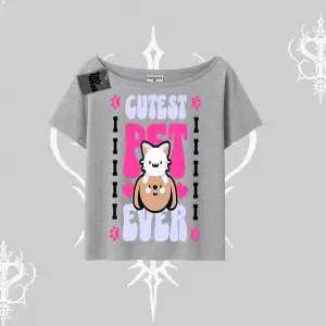 Best Pet Ever Baskılı Kayık Yaka Tshirt