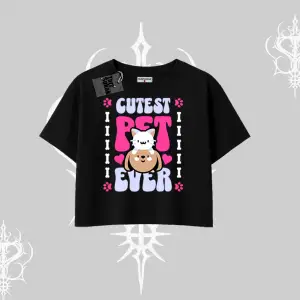 Best Pet Ever Baskılı Oversize Crop Tshirt