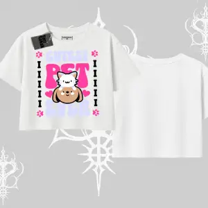 Best Pet Ever Baskılı Oversize Crop Tshirt