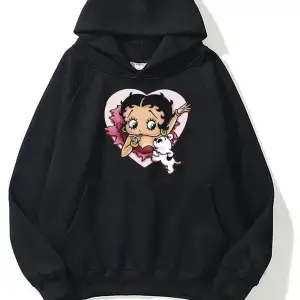 betty boop Baskılı oversize sweatshirt gri