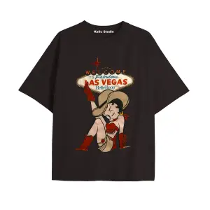 Betty boop las vegas oversize t-shirt beyaz