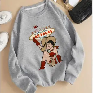 Betty boop las vegas sweatshirt oversize bisiklet yaka gri