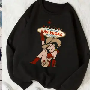 Betty boop las vegas sweatshirt oversize bisiklet yaka siyah