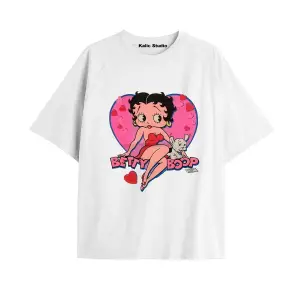 Betty boop özel tasarım oversize t-shirt beyaz