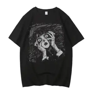 Beyaz Acaksınızda Hidratlı Kalın Vintage Stil Komik Kurbağa Grafik Tee Yaz T-shi