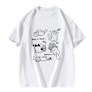 Beyaz Amerikan Kedi Ağır lar için Yeni Yaz Trendi Yarım Kollu Mark