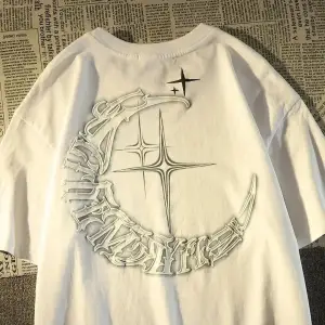 Beyaz Amerikan Vintage Yaratıcı Yazı Yıldız lar için Yaz Gevşek Çift Ü