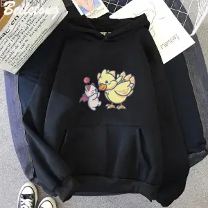 Beyaz Anime Final fantezi XIV Hoodie komik Hoodies sevimli büyük Moogle ve Chocobo ra