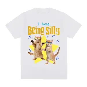 Beyaz Aptal Komik Kedi Memes Tops Streetweed Grafik