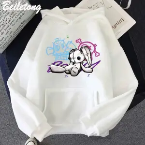 Beyaz Arcane Jinx Hoodie Maymun Bebek Tavşan Graffiti Grunge Tarzı Kpop i Siyah Anime