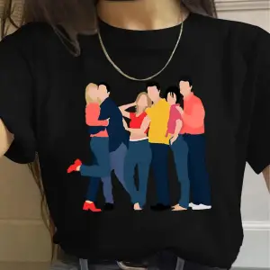 Beyaz Arkadaşlar TV Gösterisi harajuku Ullzang Karikatür Baskı 90s Grafi