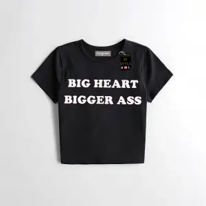 Beyaz Babby Tee bıg heart bıgger ass Özel tasarım