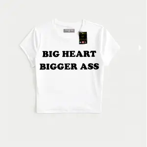 Beyaz Babby Tee bıg heart bıgger ass Özel tasarım