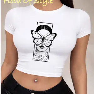 Beyaz Babby Tee çerçeve yüz kelebek Özel tasarım