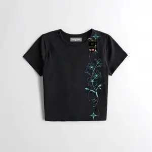 Beyaz Babby Tee çiçek dal yıldız Özel tasarım