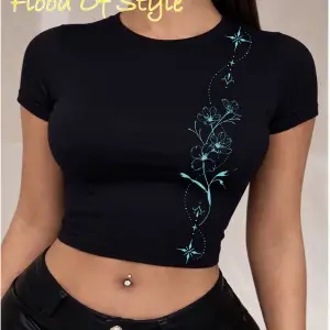 Beyaz Babby Tee çiçek dal yıldız Özel tasarım