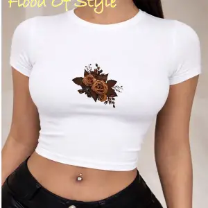 Beyaz Babby Tee çiçek kahverengi Özel tasarım