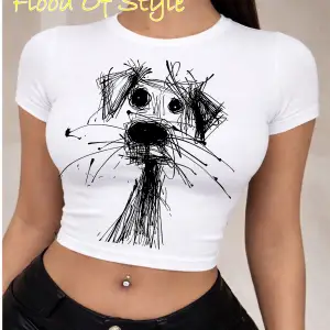 Beyaz Babby Tee çizim köpek Özel tasarım