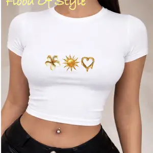 Beyaz Babby Tee güneş kalp çiçek Özel tasarım
