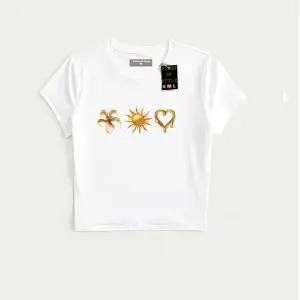 Beyaz Babby Tee güneş kalp çiçek Özel tasarım