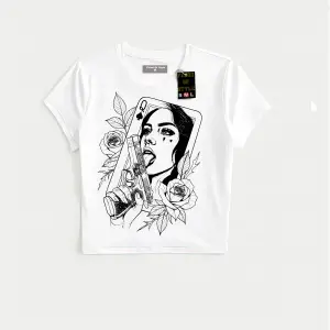 Beyaz Babby Tee kadın çiçek gözyaşı Özel tasarım