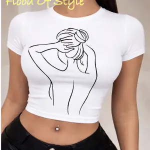 Beyaz Babby Tee kadın çizim Özel tasarım