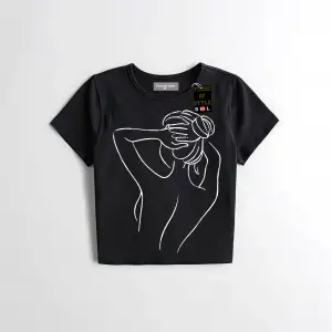 Beyaz Babby Tee kadın çizim Özel tasarım