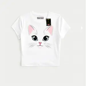 Beyaz Babby Tee kedi Özel tasarım